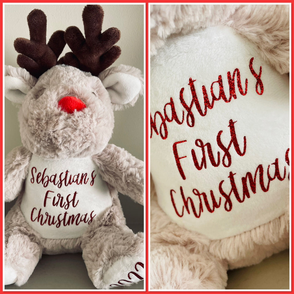 Personalised Reindeer. Personalised Penguin. Adorable Christmas Gift. Christmas gift. Baby First Christmas. Baby gift.