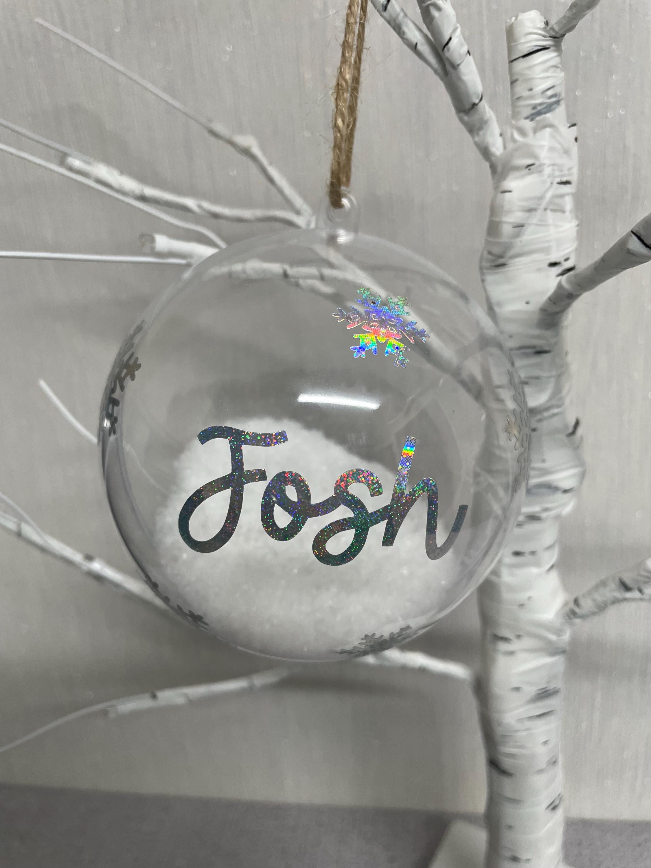 Personalised Christmas Bauble.  Faux Snow Filled bauble. Christmas decoration. Tree decoration. Christmas gift.