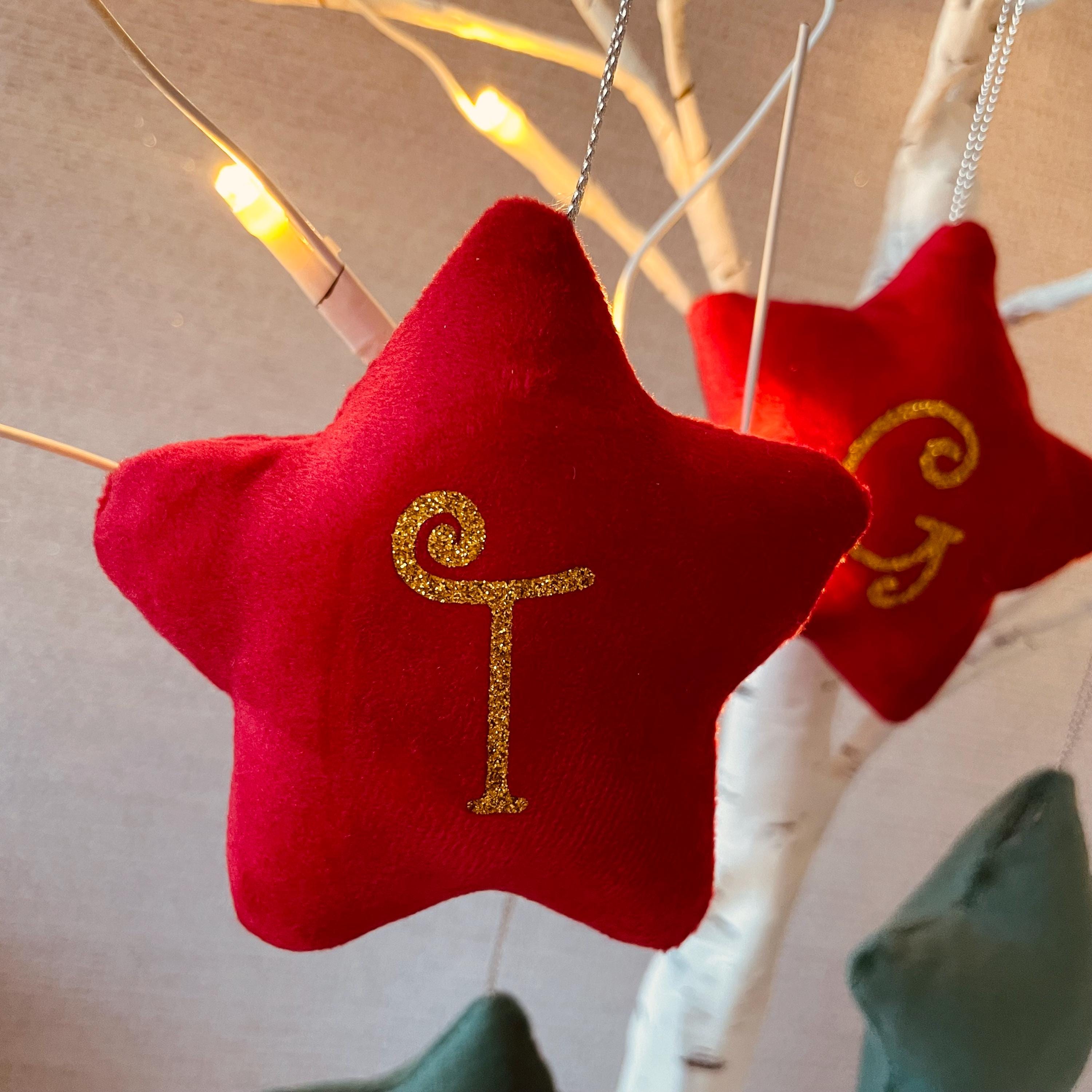 Star decoration. Personalised Christmas decorations, Velvet stars.