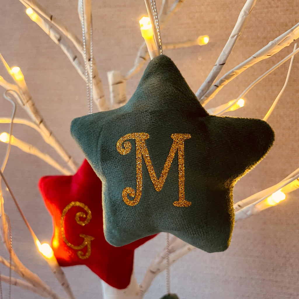 Star decoration. Personalised Christmas decorations, Velvet stars.