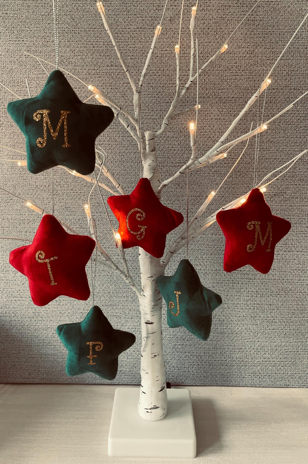 Star decoration. Personalised Christmas decorations, Velvet stars.