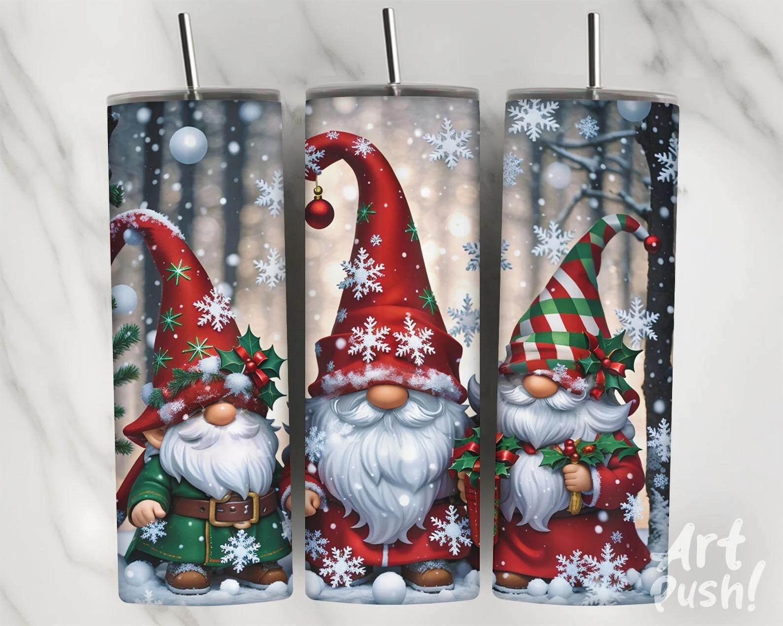 Christmas travel mugs, choice of design, Personalised mugs. Christmas gifts. Elf, Green Elf, Gnome, and much more ….