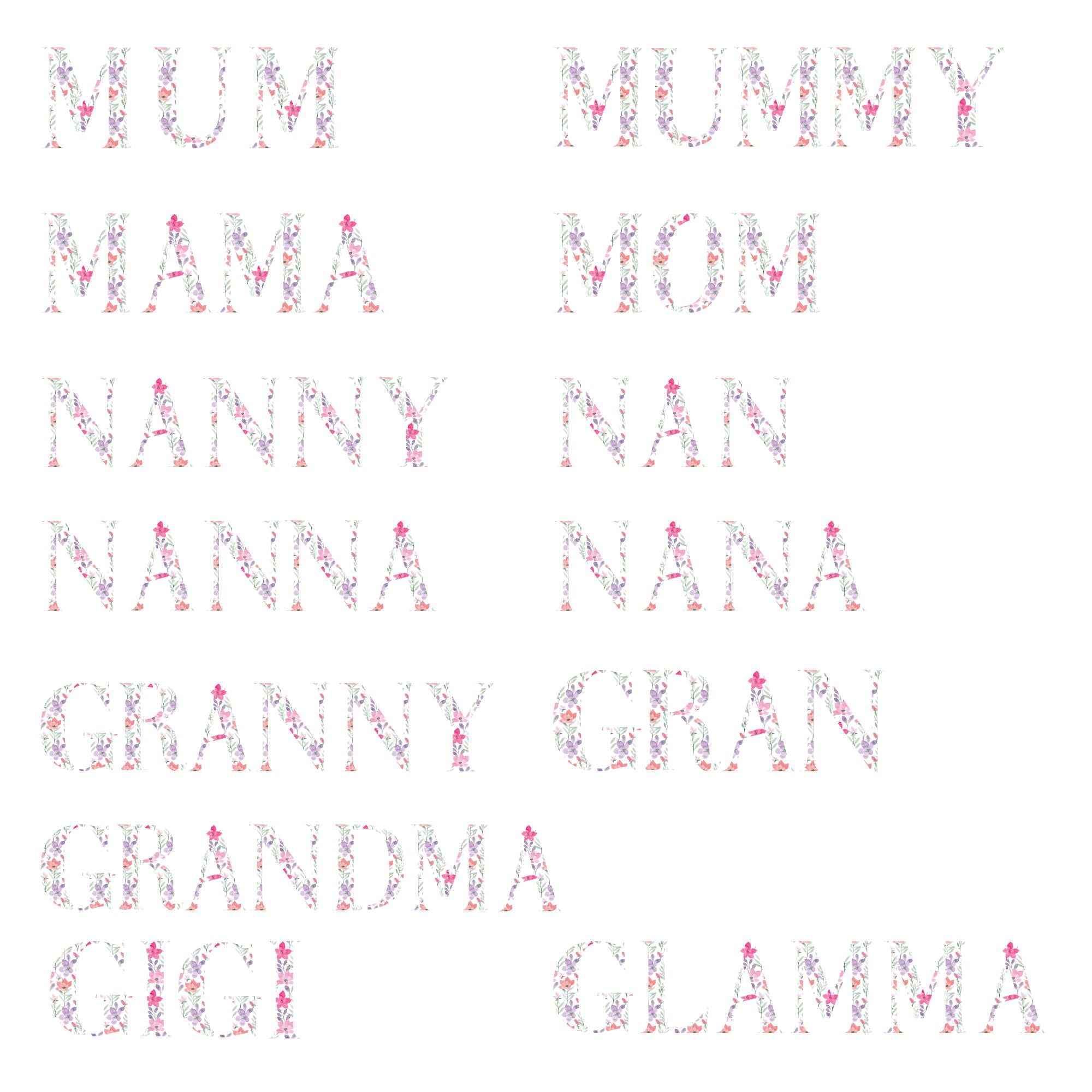 Jute bags. Personalised. Mum gift idea. Choice of Words. Mum/Mama/Nan/Glamma. Children’s names also added.