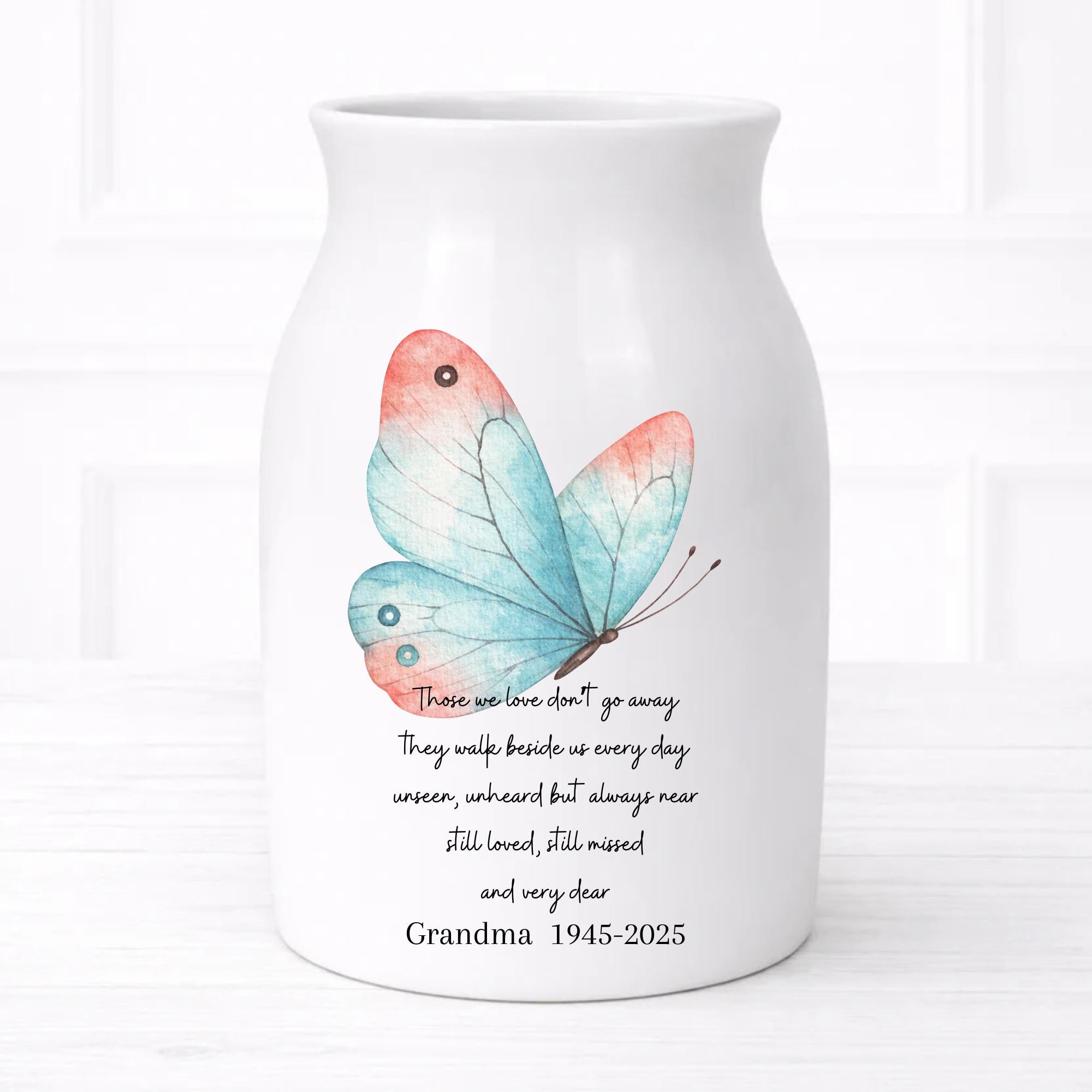 Flower Vase. In memory of... Personalised, photo option. A keepsake for the home or to keep in a special place.
