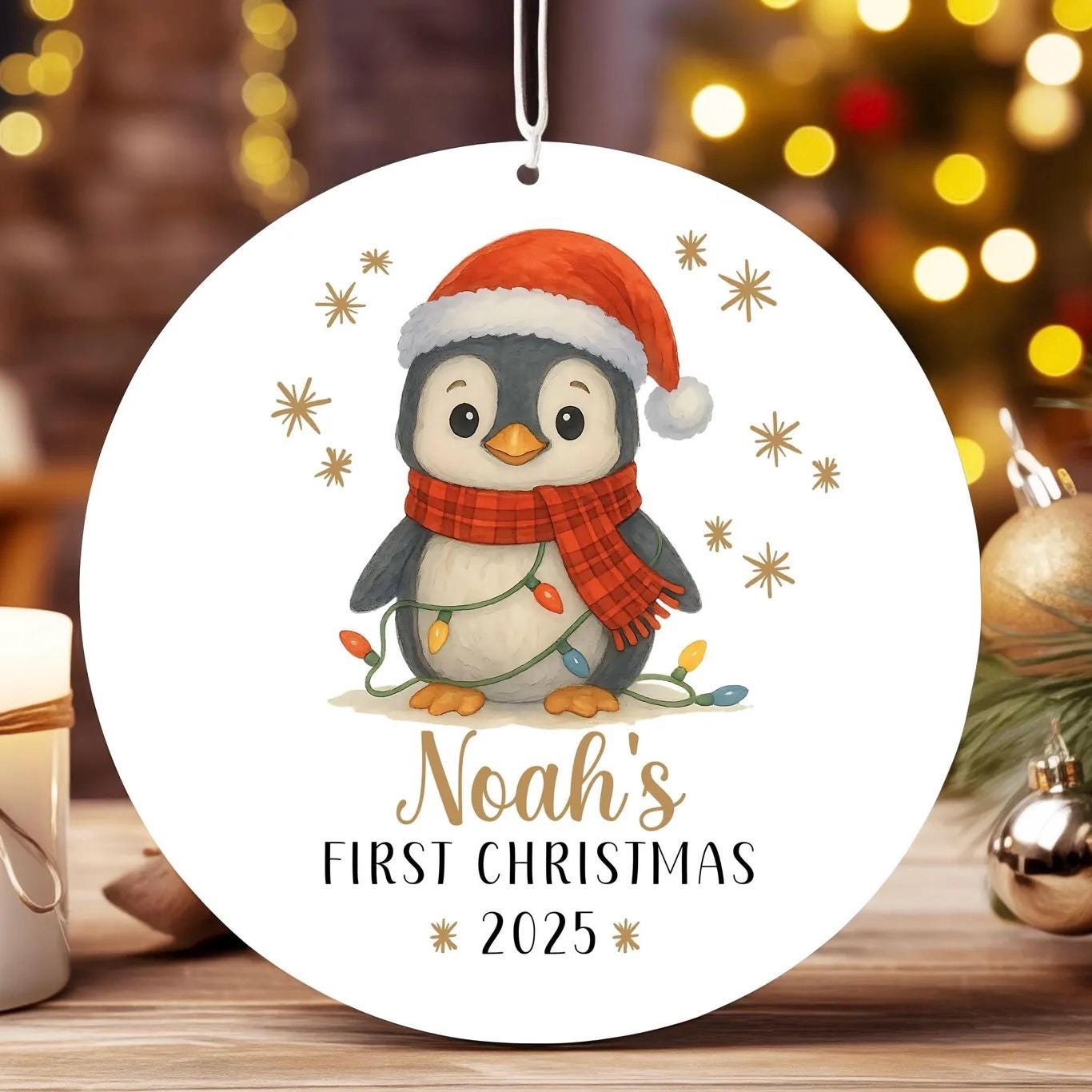 Baby's First Christmas ceramic ornament. Personalised bauble. Christmas decoration.