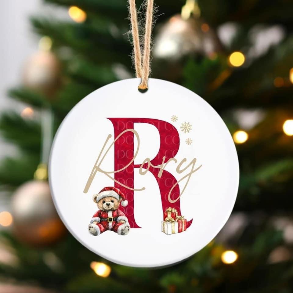 Children's Personalised Christmas decorations. Baubles. Ceramic.