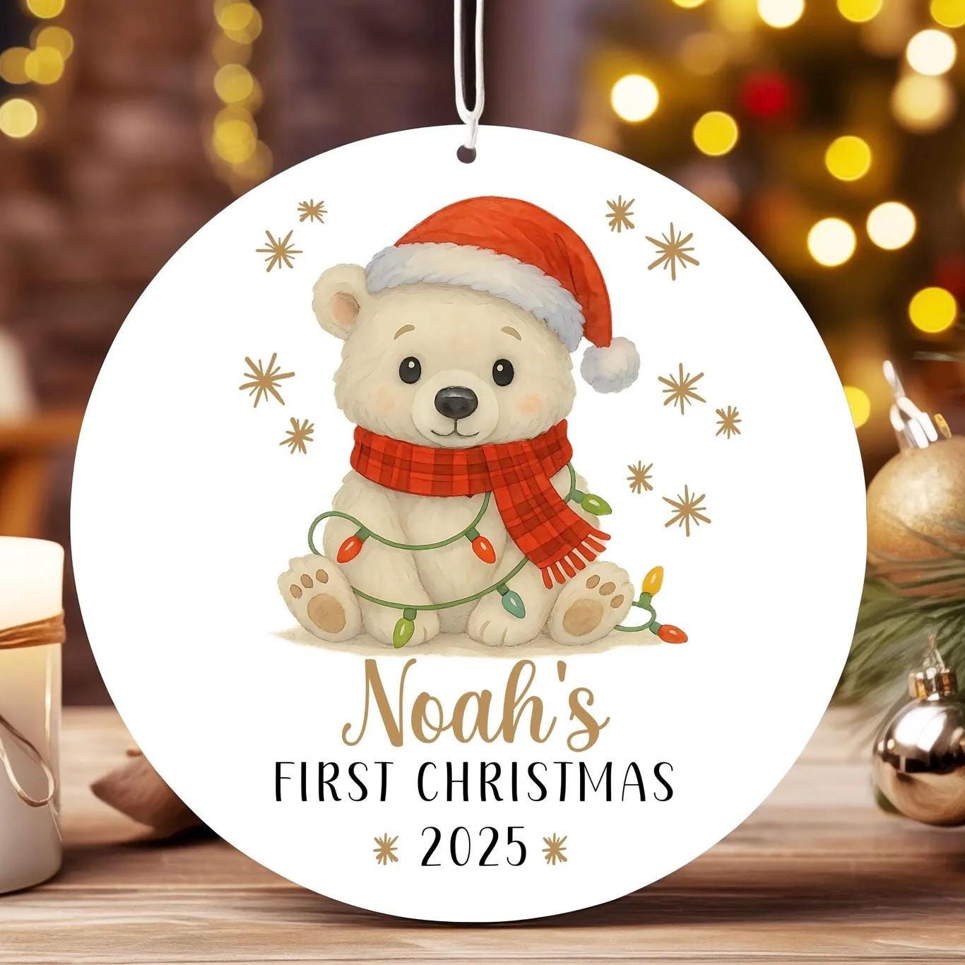 Baby's First Christmas ceramic ornament. Personalised bauble. Christmas decoration.