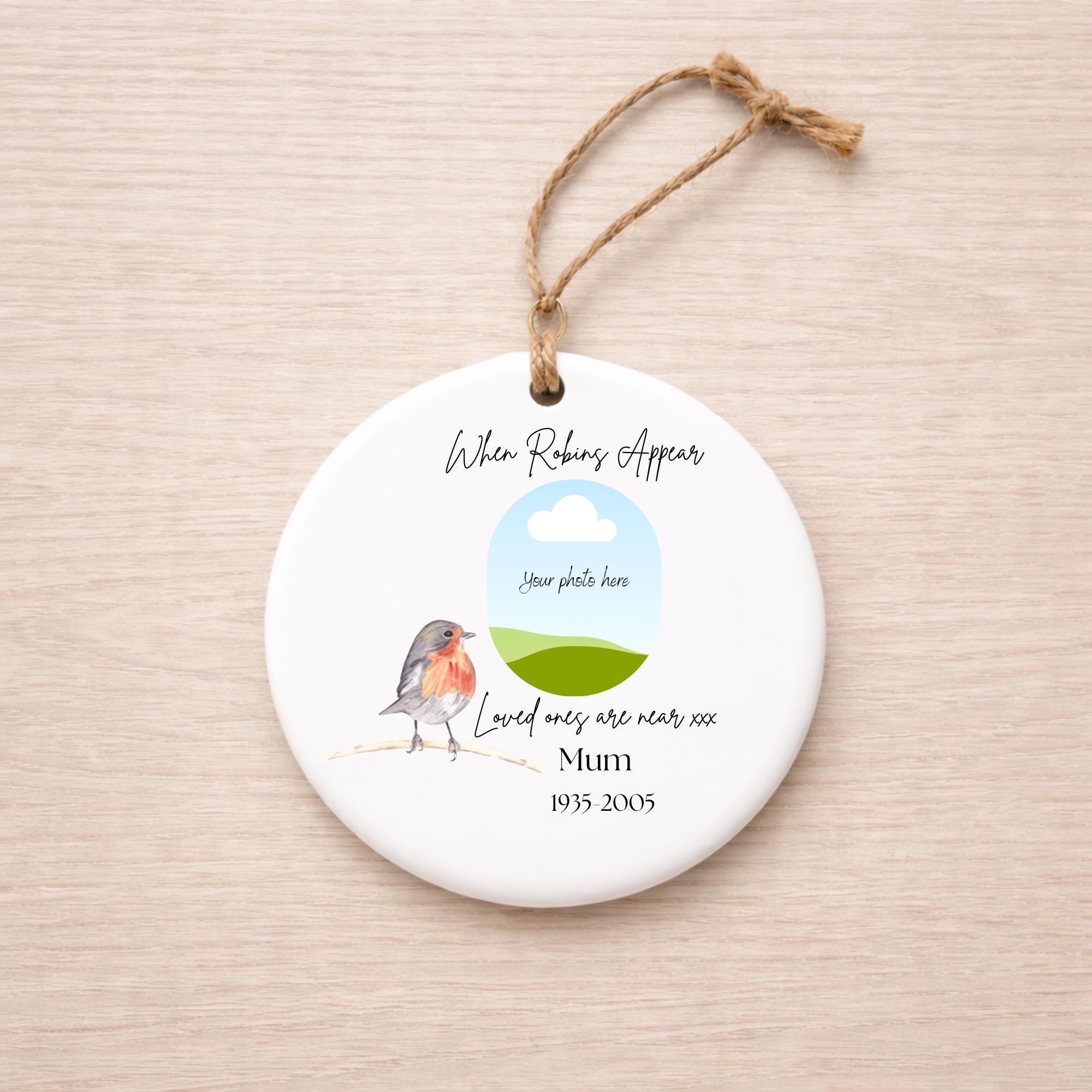 In memory of, Memorial decoration. Ceramic hanging decoration.