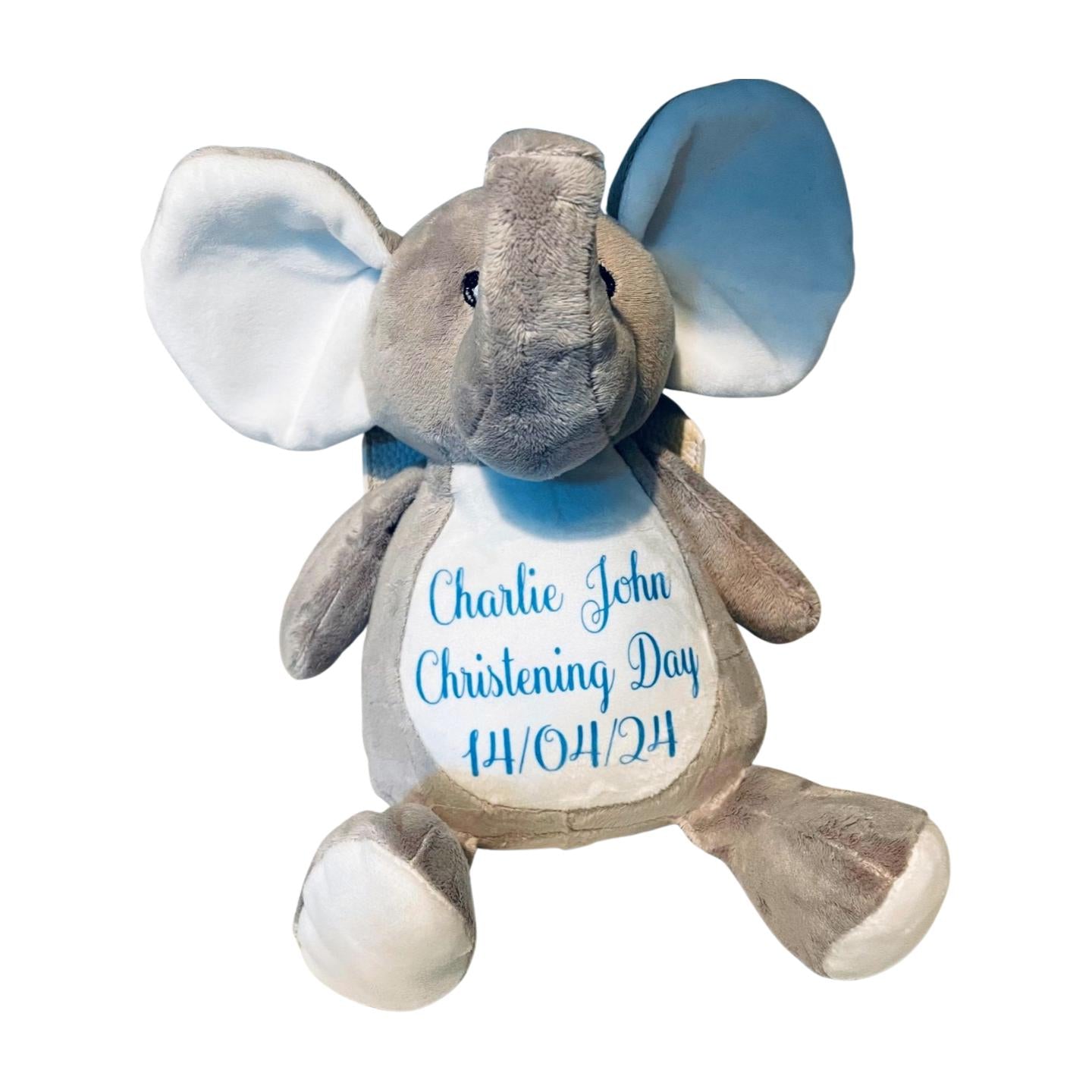 Personalised Teddy, Bunny, soft toy.  Photo Baby Gift, Christening Gift. New Baby gift.