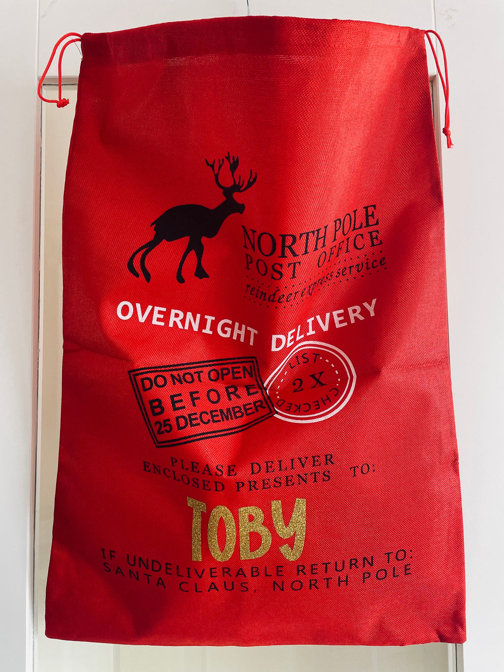 Personalised Santa Sacks. Christmas bag. Gift bag. Red Santa Sack.