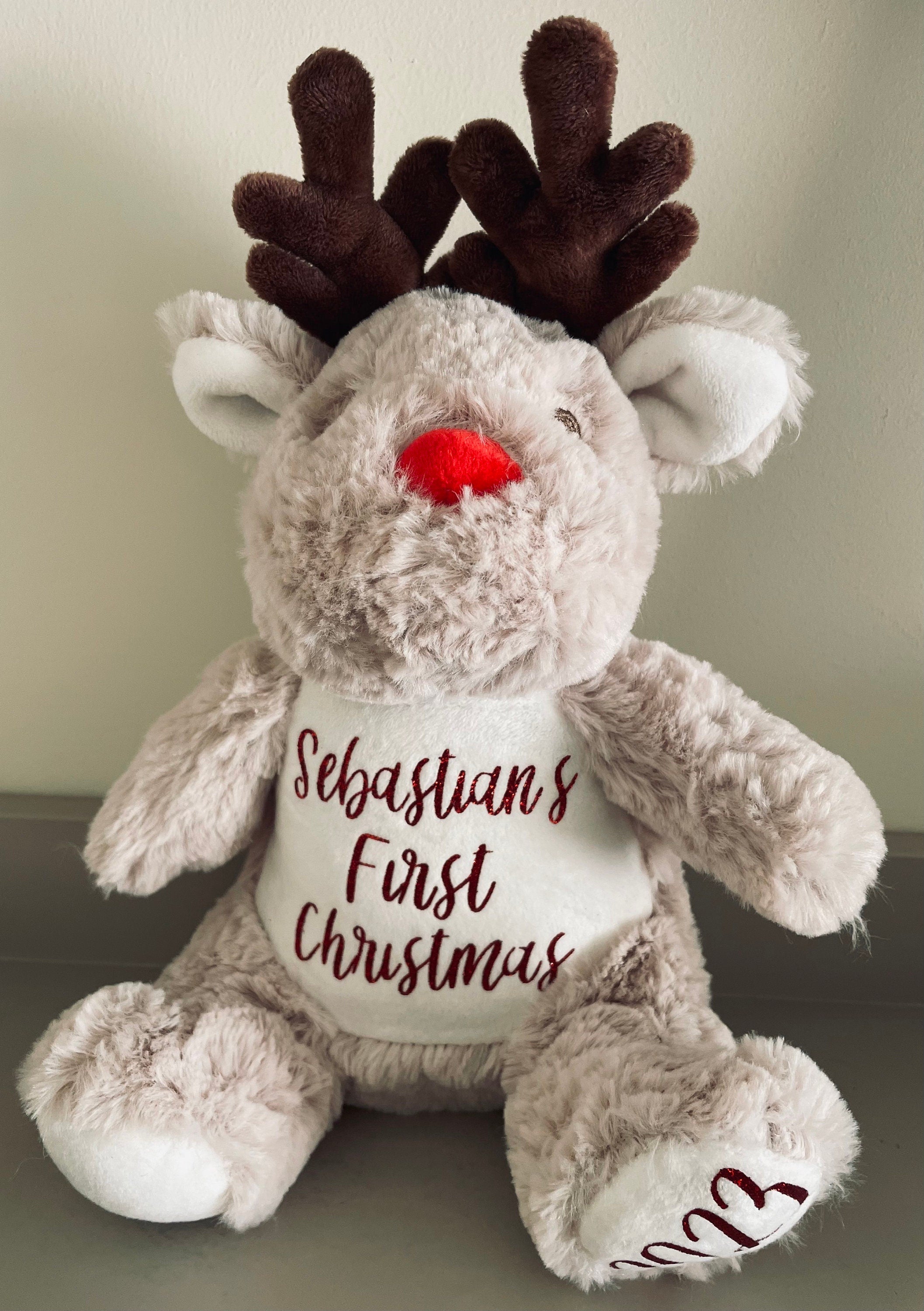 Personalised Reindeer. Personalised Penguin. Adorable Christmas Gift. Christmas gift. Baby First Christmas. Baby gift.