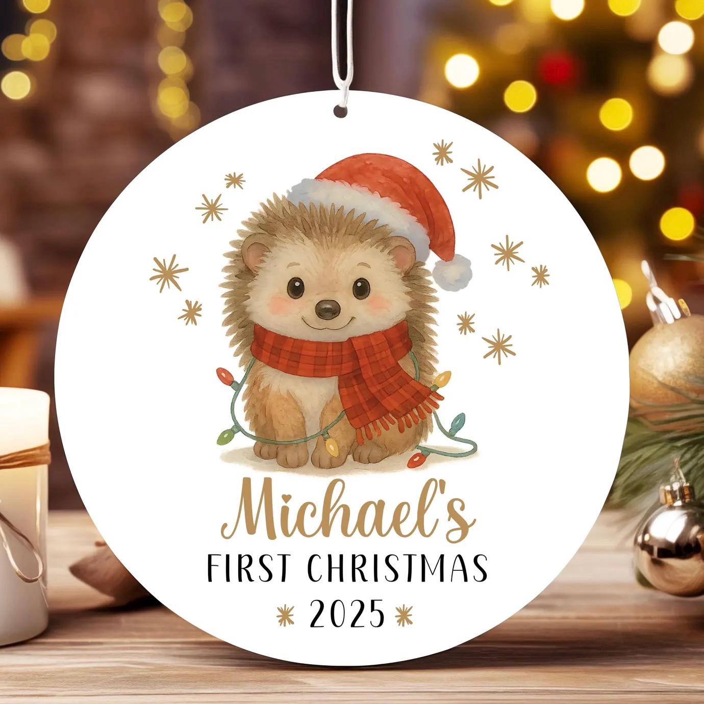 Baby's First Christmas ceramic ornament. Personalised bauble. Christmas decoration.