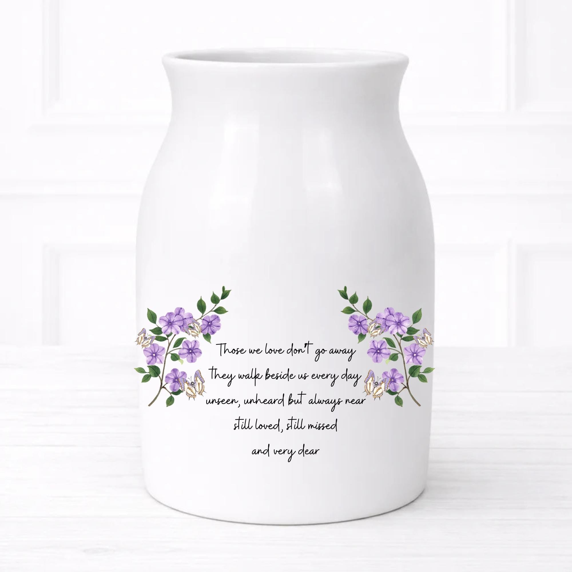 Flower Vase. In memory of... Personalised, photo option. A keepsake for the home or to keep in a special place.