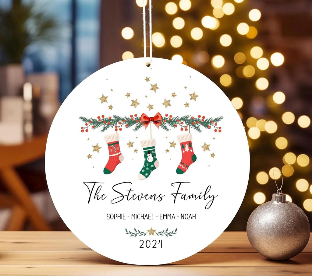 Personalised Christmas Decoration. Family decoration. Decoration with names. Stocking. Gnome. Tree decoration.