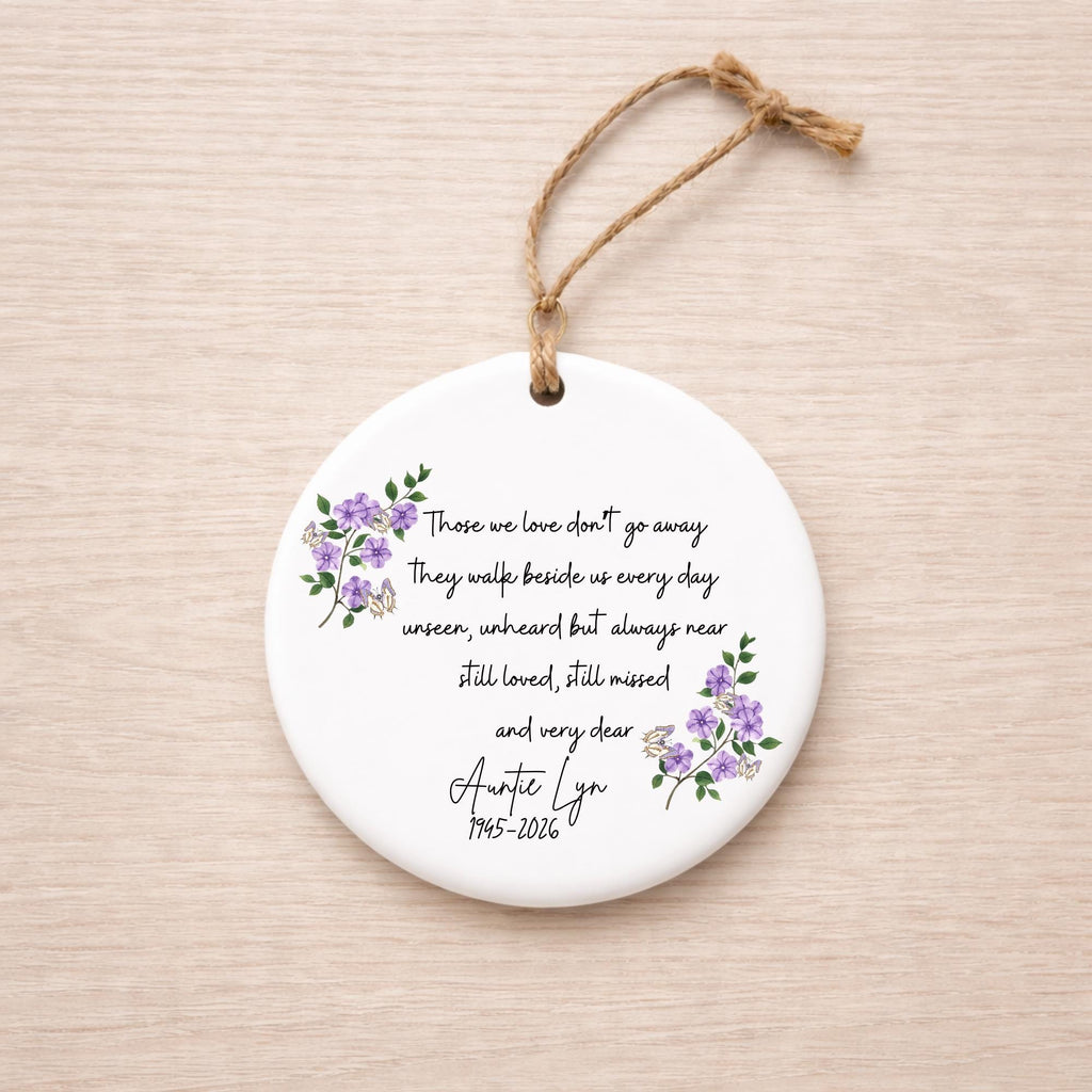 In memory of, Memorial decoration. Ceramic hanging decoration.
