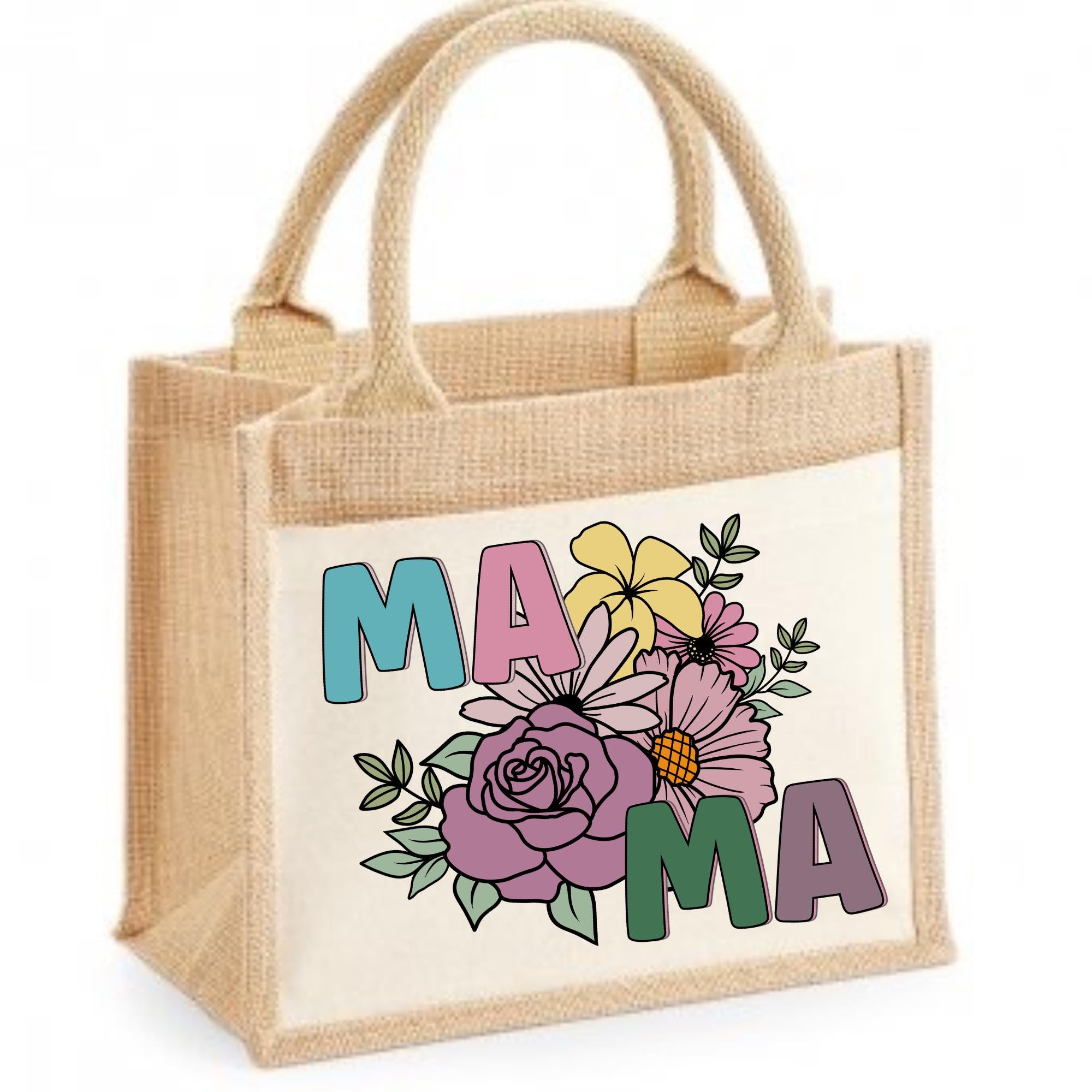 Mama Jute bag. Mum gift idea. Can be personalised. 4 designs available. Shopping Bag.