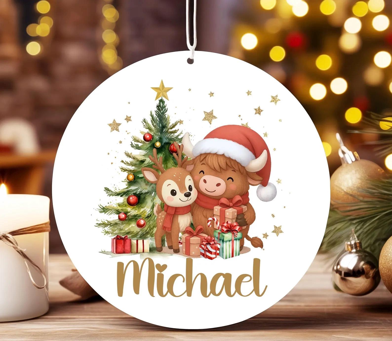 Children's Personalised Christmas decorations. Baubles. Ceramic.