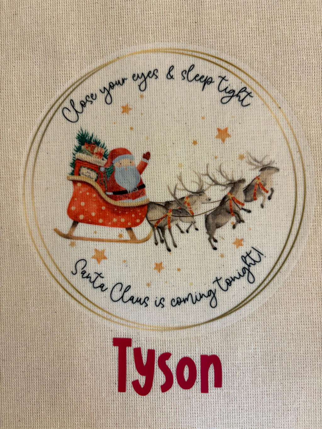 Personalised Christmas Eve bag, small bag with treat cones! Christmas bag. Stocking filler.