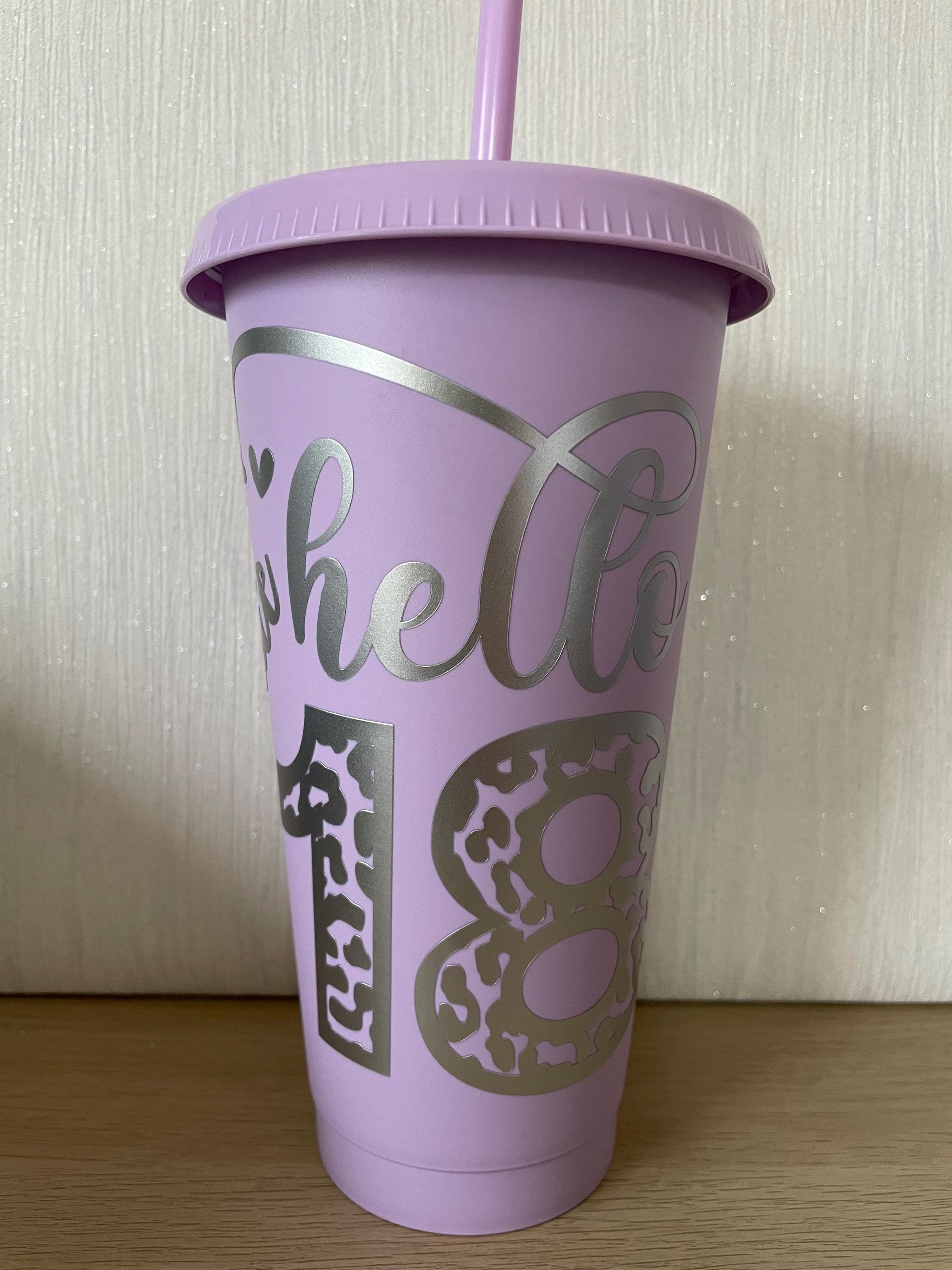 Personalized Cold Cup with Lid and Straw - Custom Name Design. Cup gift.
