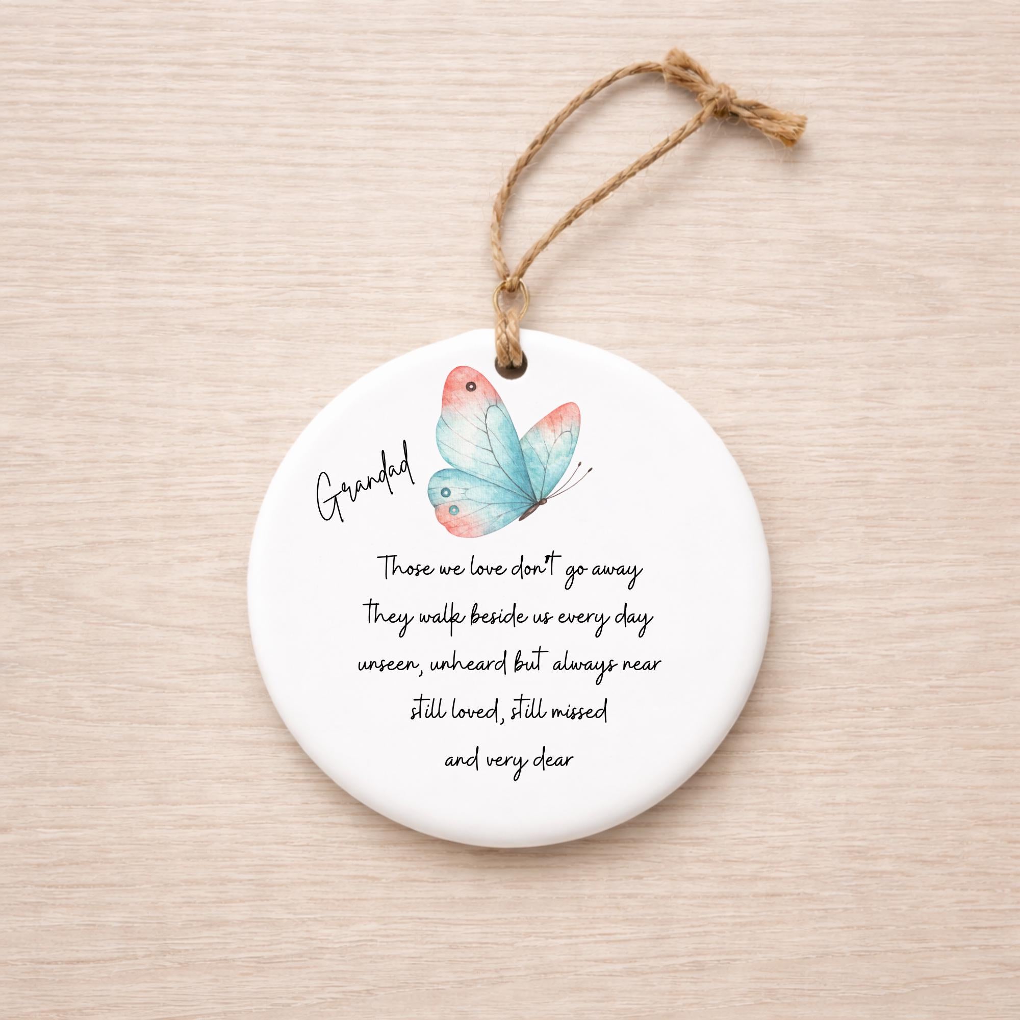 In memory of, Memorial decoration. Ceramic hanging decoration.