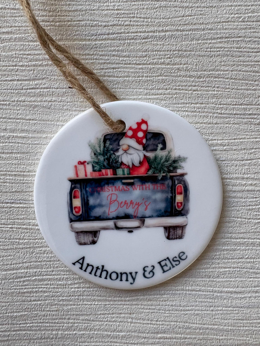 Personalised Christmas Decoration. Family decoration. Decoration with names. Stocking. Gnome. Tree decoration.