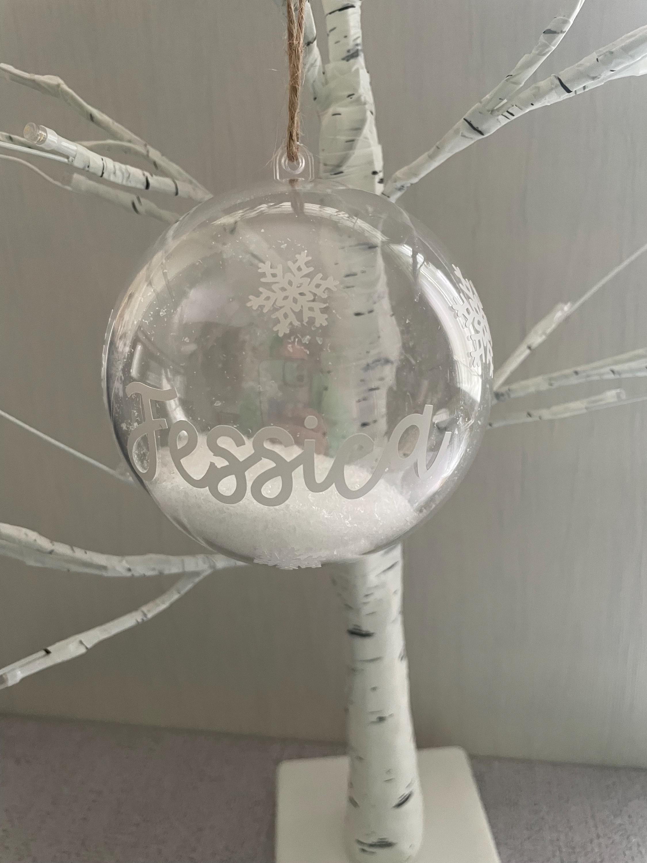 Personalised Christmas Bauble.  Faux Snow Filled bauble. Christmas decoration. Tree decoration. Christmas gift.