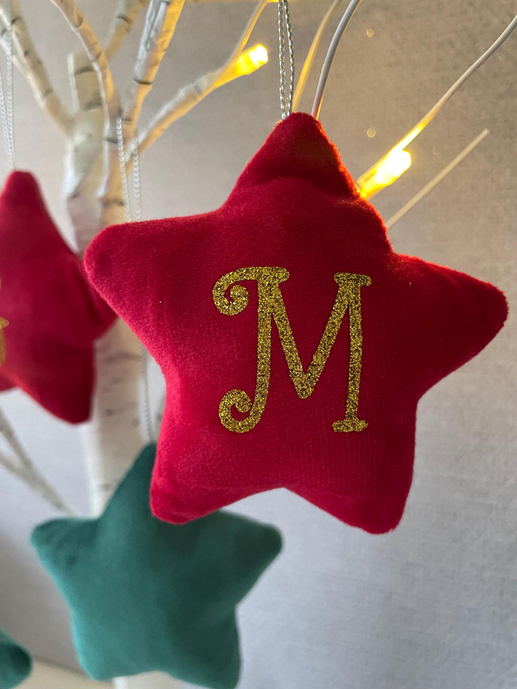 Star decoration. Personalised Christmas decorations, Velvet stars.