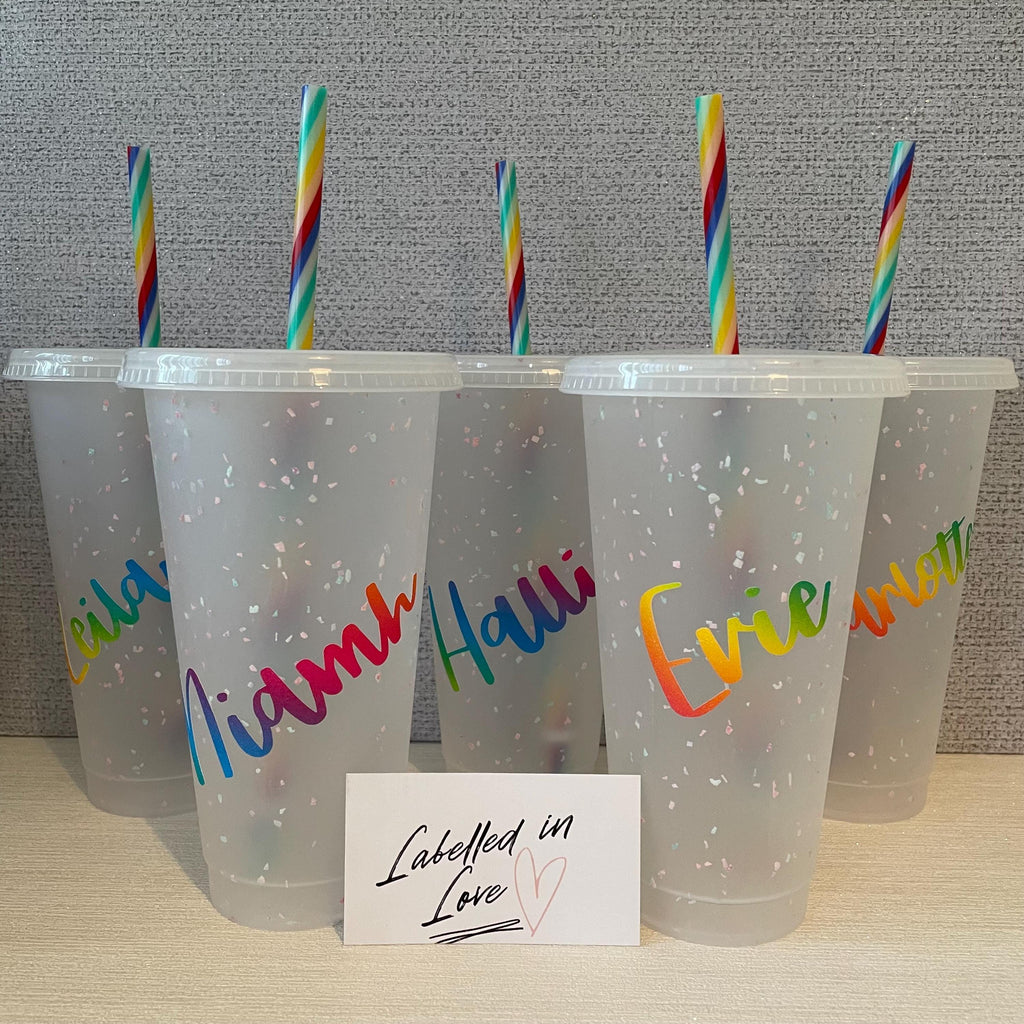 Personalized Cold Cup with Lid and Straw - Custom Name Design. Cup gift.