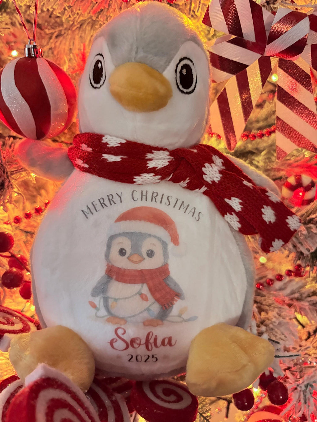 Personalised Reindeer. Personalised Penguin. Adorable Christmas Gift. Christmas gift. Baby First Christmas. Baby gift.