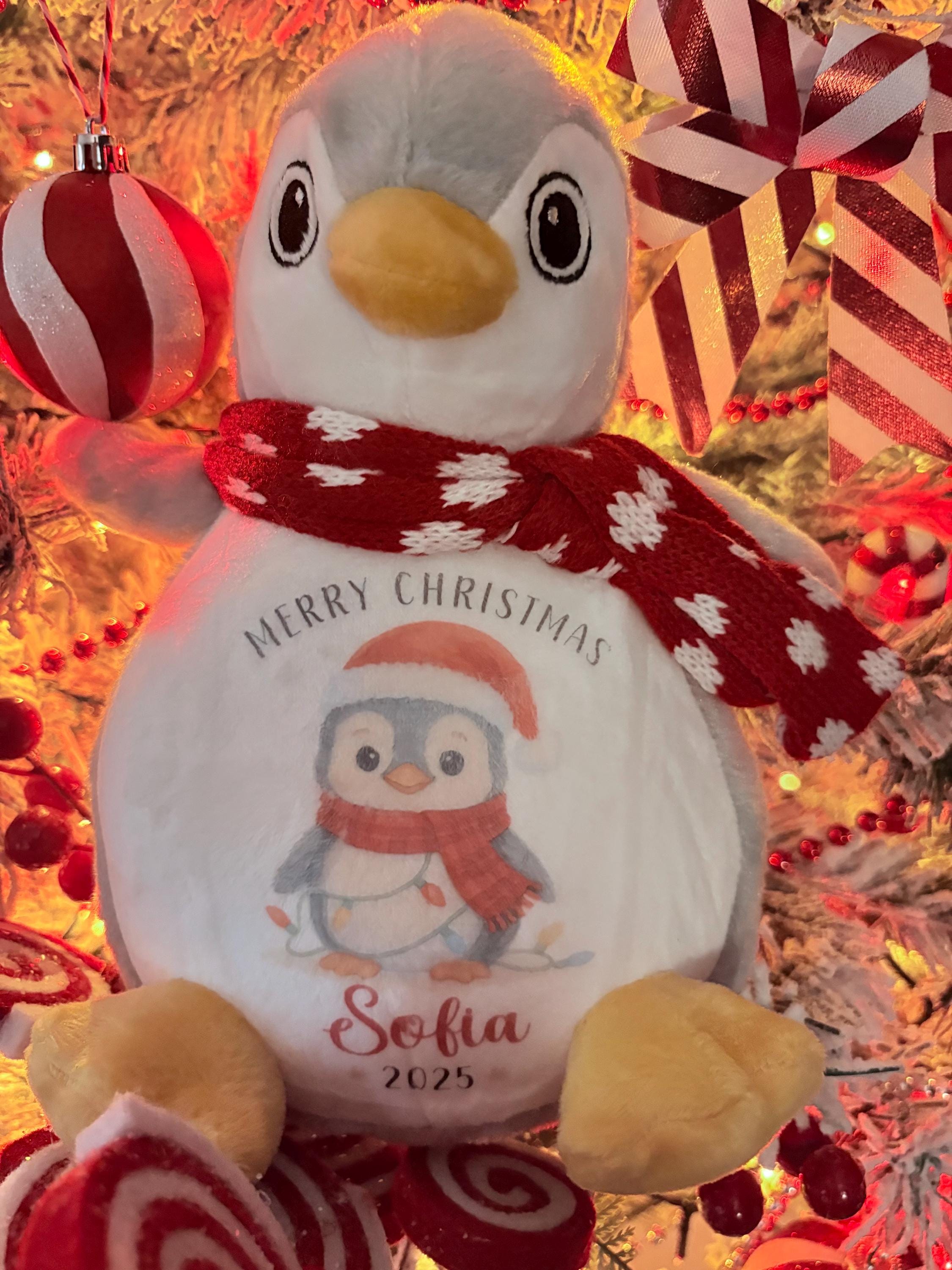 Personalised Reindeer. Personalised Penguin. Adorable Christmas Gift. Christmas gift. Baby First Christmas. Baby gift.