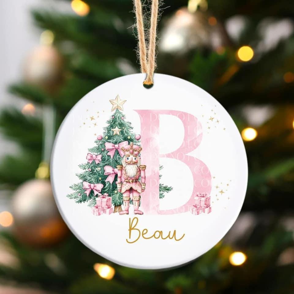 Children's Personalised Christmas decorations. Baubles. Ceramic.