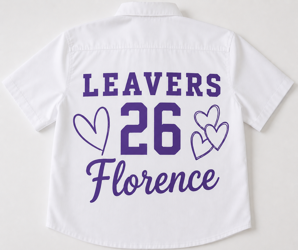 Leavers Shirt Transfers. Personalised. Ready to iron on.