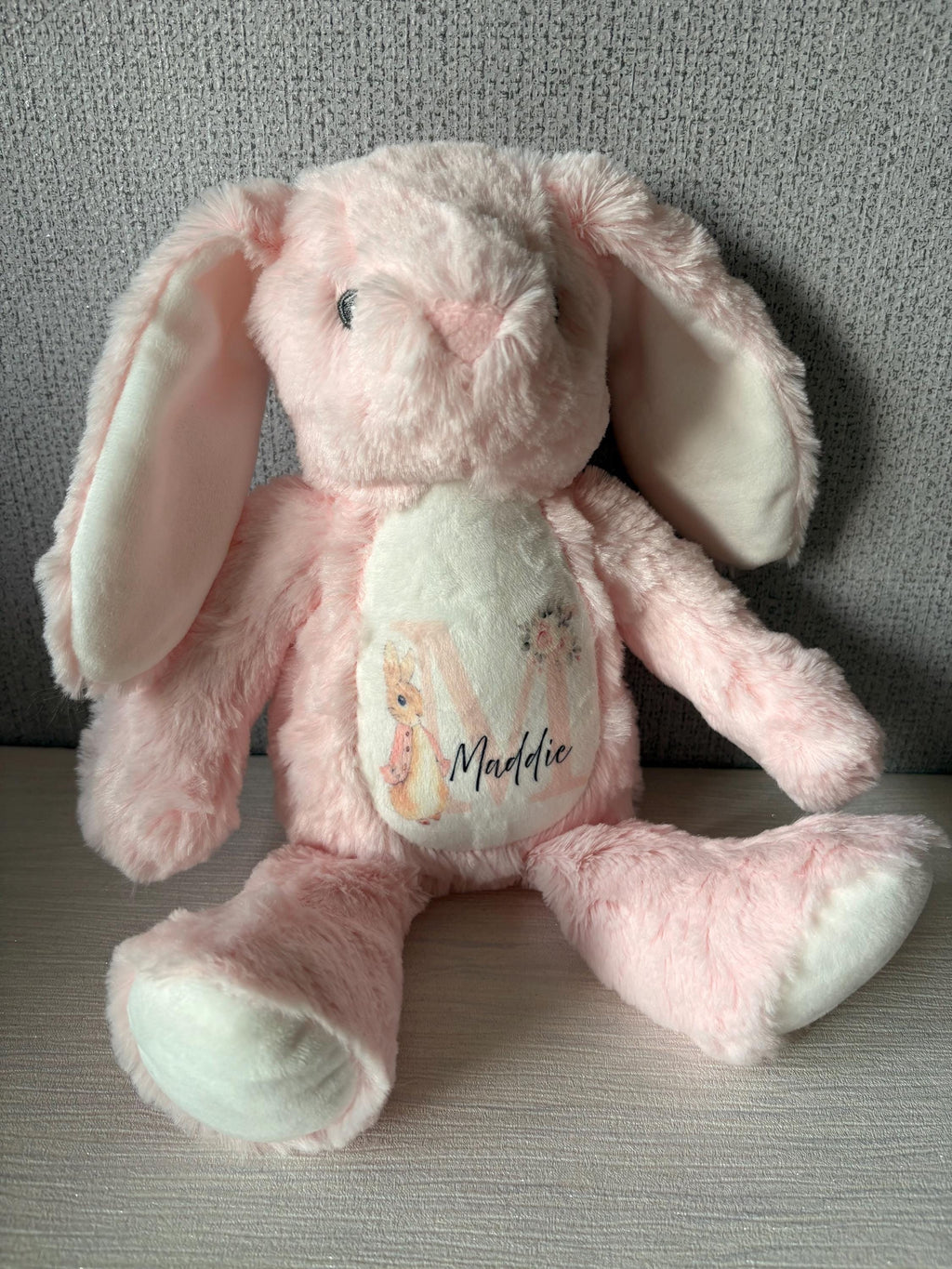Personalised Teddy, Bunny, soft toy.  Photo Baby Gift, Christening Gift. New Baby gift.