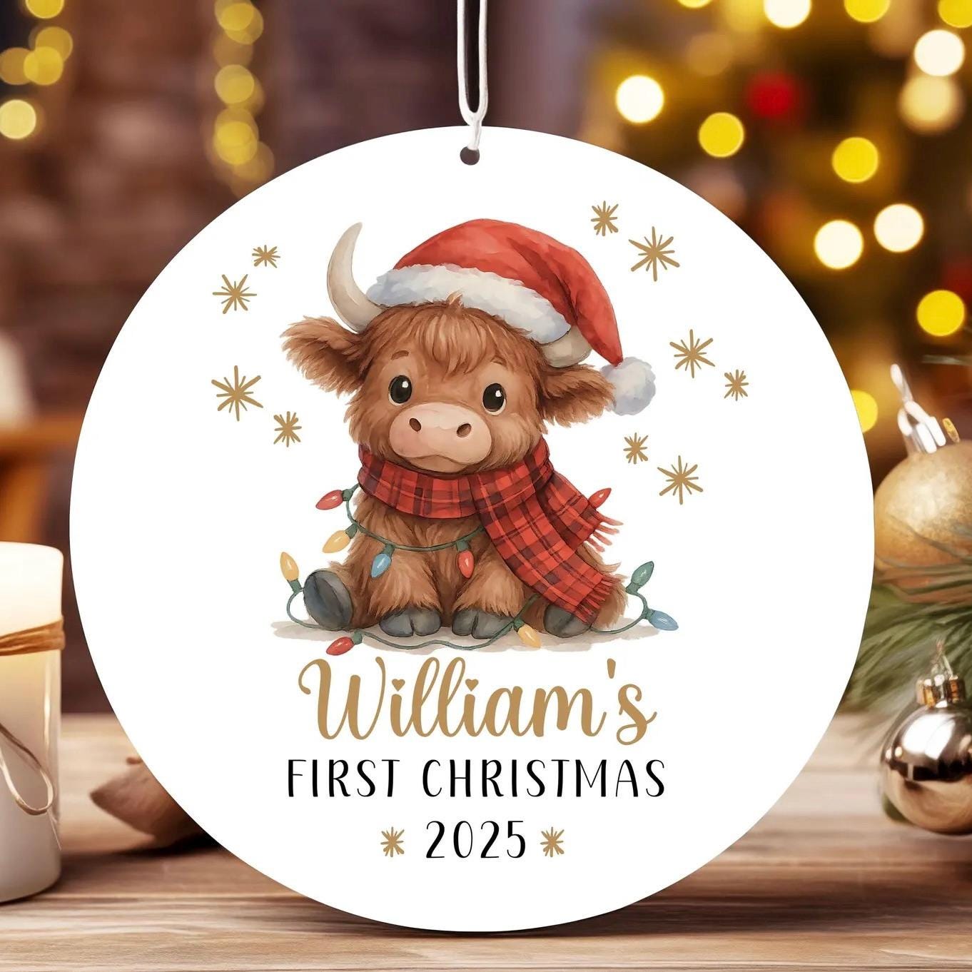 Baby's First Christmas ceramic ornament. Personalised bauble. Christmas decoration.
