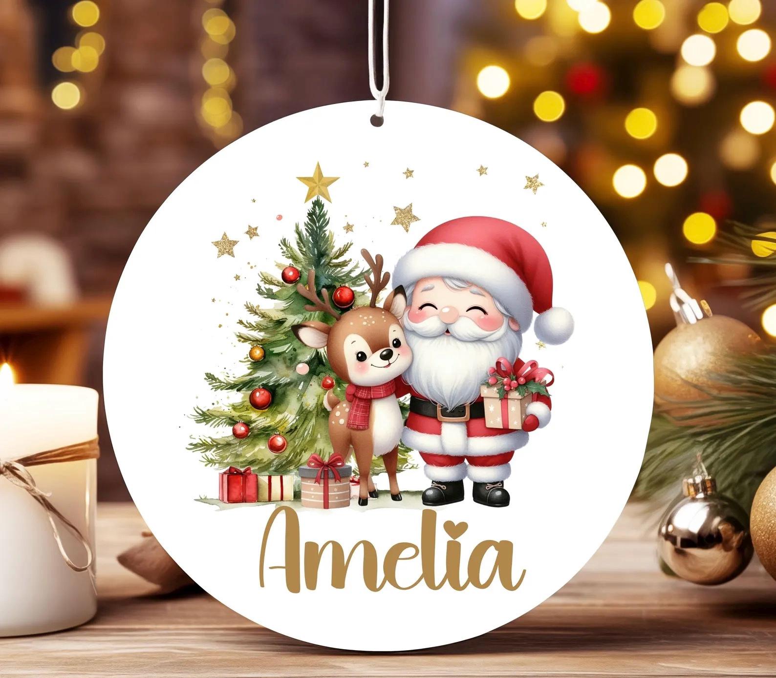 Children's Personalised Christmas decorations. Baubles. Ceramic.