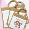 Mum gift idea. Bag. Custom print design. Personalisation options. Jute Shopping bag.
