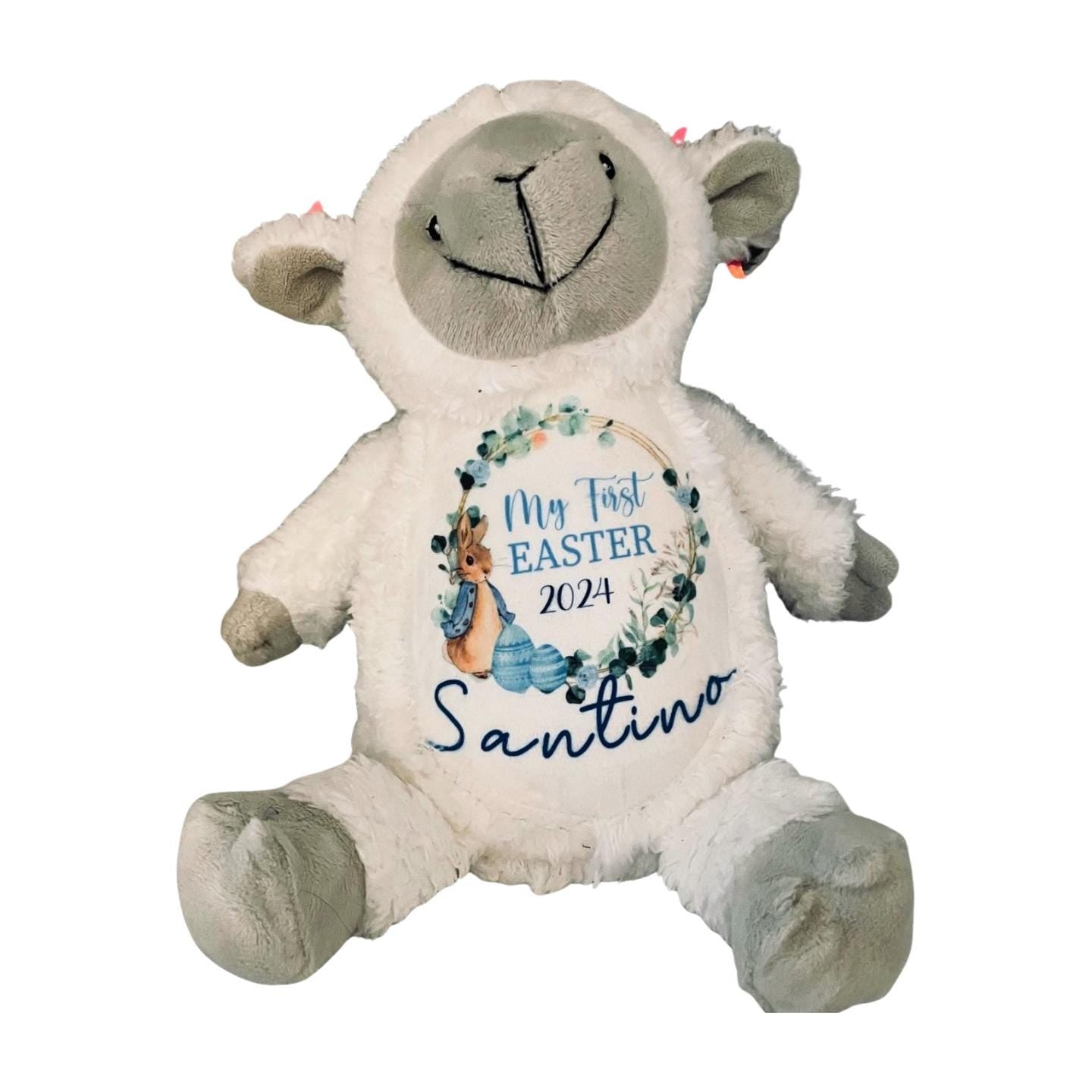 Personalised Teddy, Bunny, soft toy.  Photo Baby Gift, Christening Gift. New Baby gift.