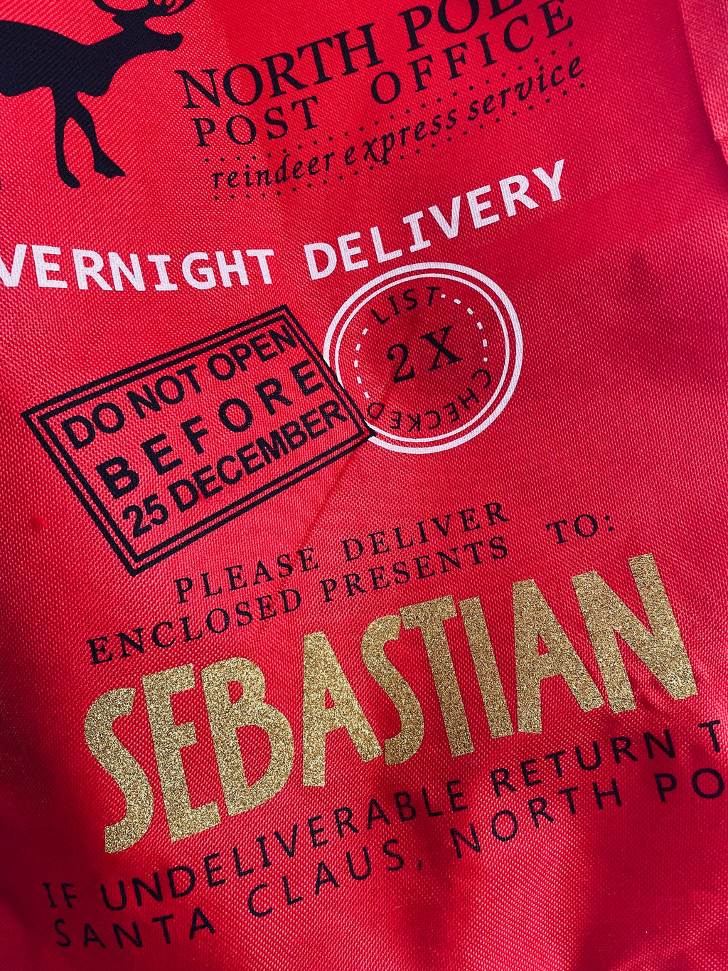 Personalised Santa Sacks. Christmas bag. Gift bag. Red Santa Sack.