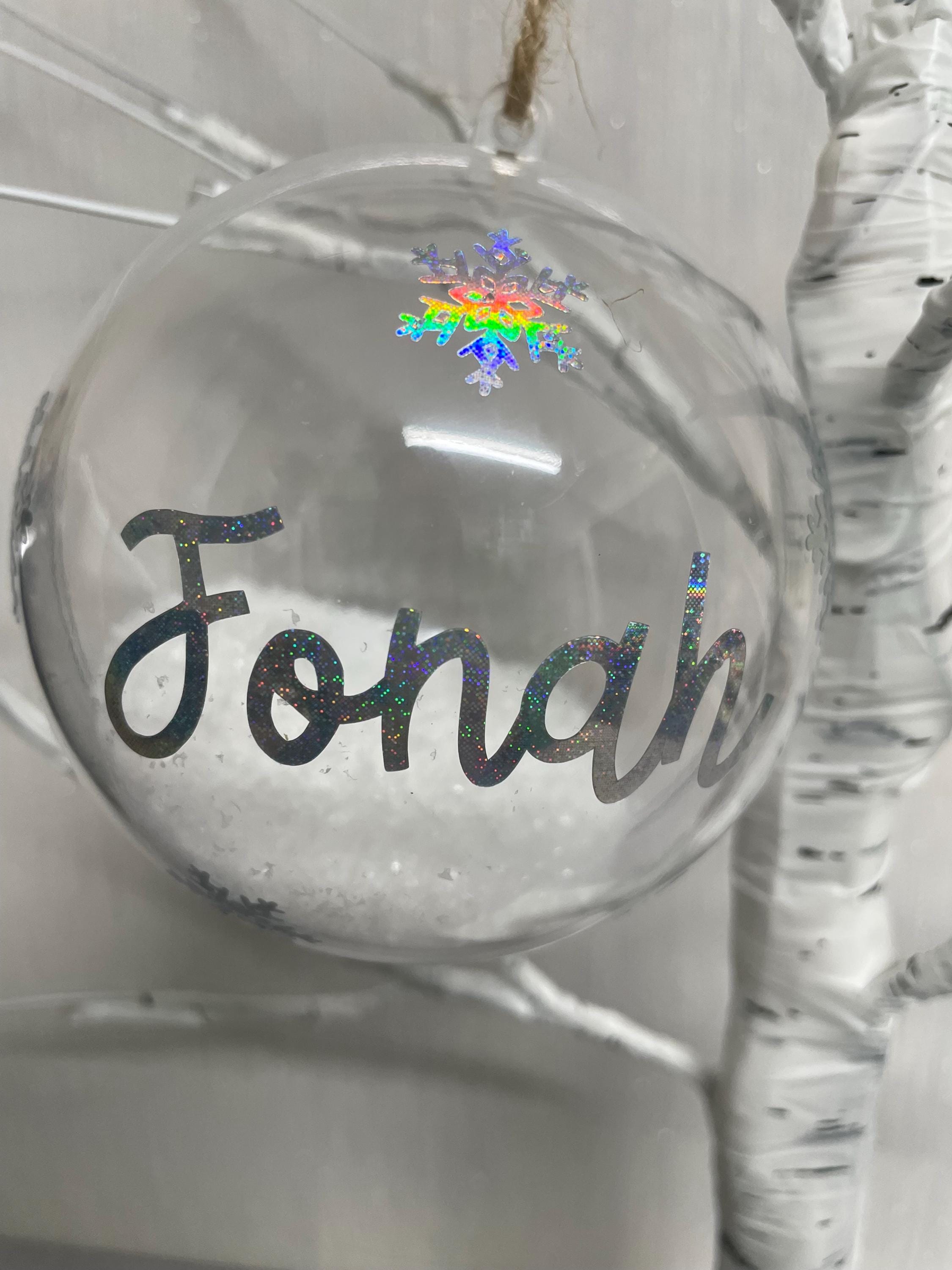 Personalised Christmas Bauble.  Faux Snow Filled bauble. Christmas decoration. Tree decoration. Christmas gift.