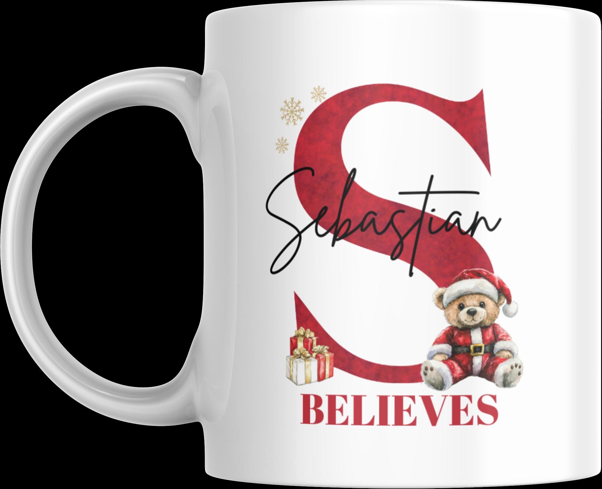 Children's Personalised Christmas mug. Hot Choc mugs. Mug gift.