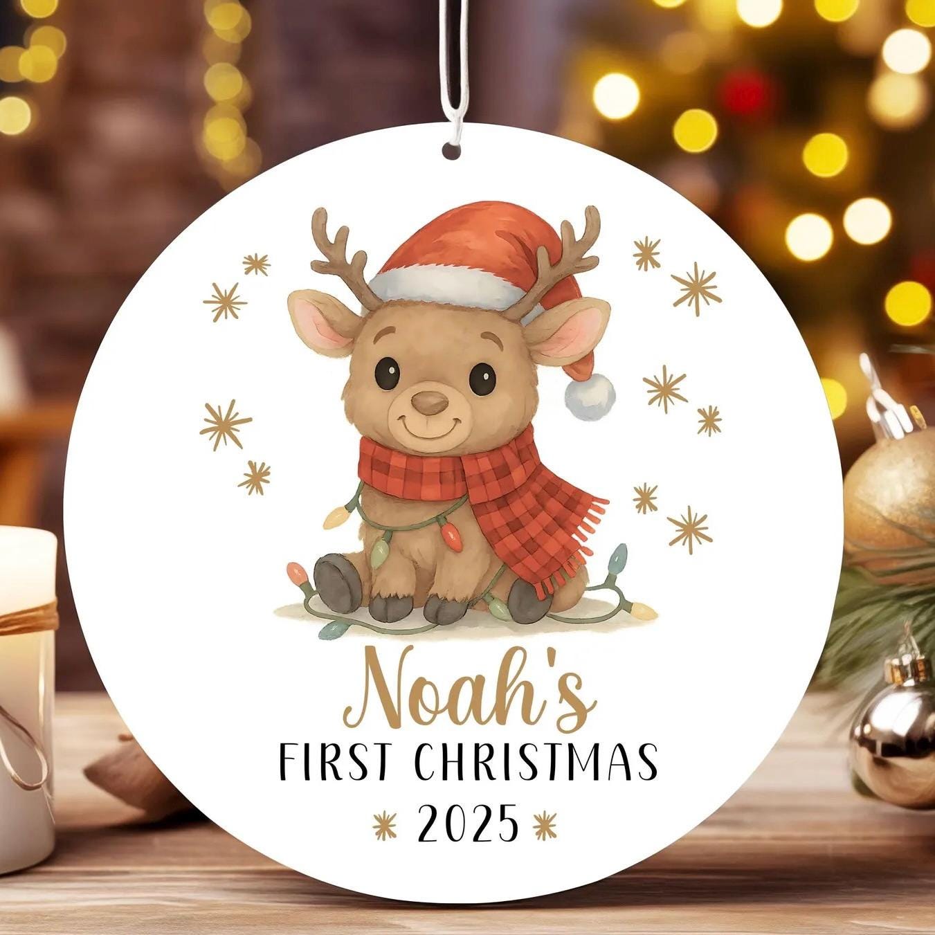 Baby's First Christmas ceramic ornament. Personalised bauble. Christmas decoration.