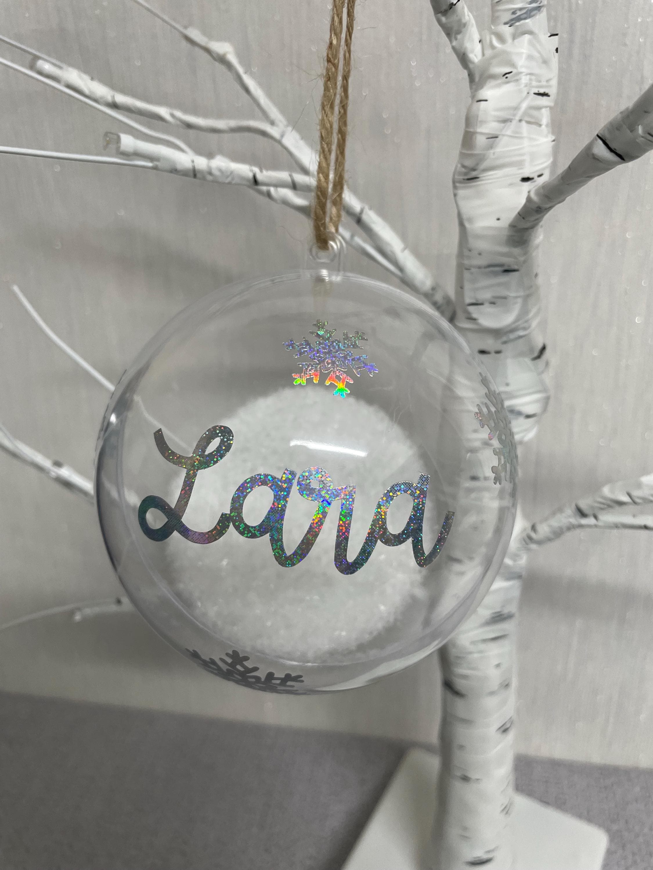 Personalised Christmas Bauble.  Faux Snow Filled bauble. Christmas decoration. Tree decoration. Christmas gift.