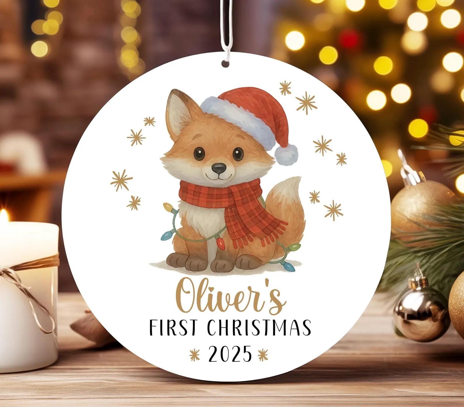 Baby's First Christmas ceramic ornament. Personalised bauble. Christmas decoration.
