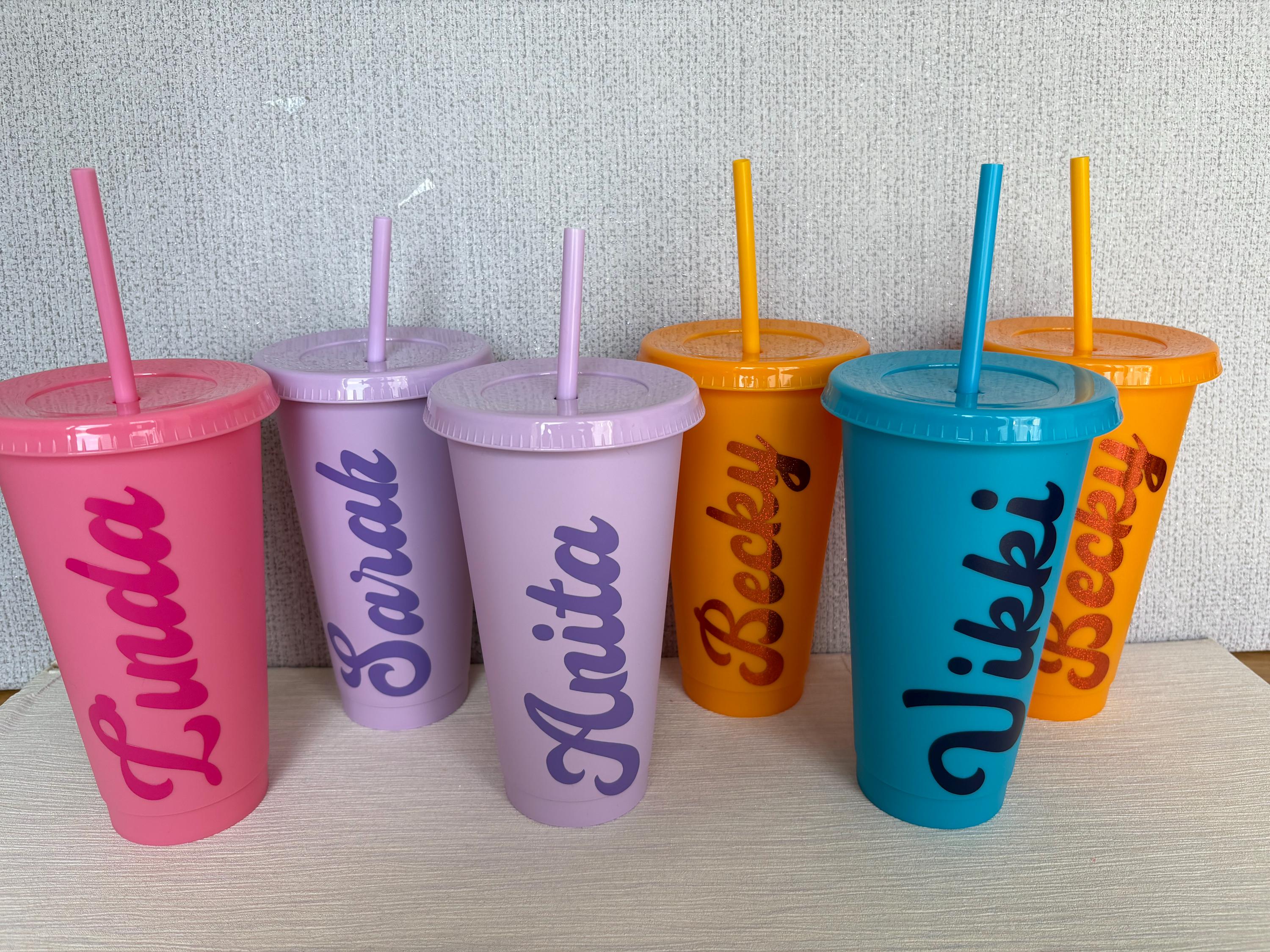 Personalized Cold Cup with Lid and Straw - Custom Name Design. Cup gift.