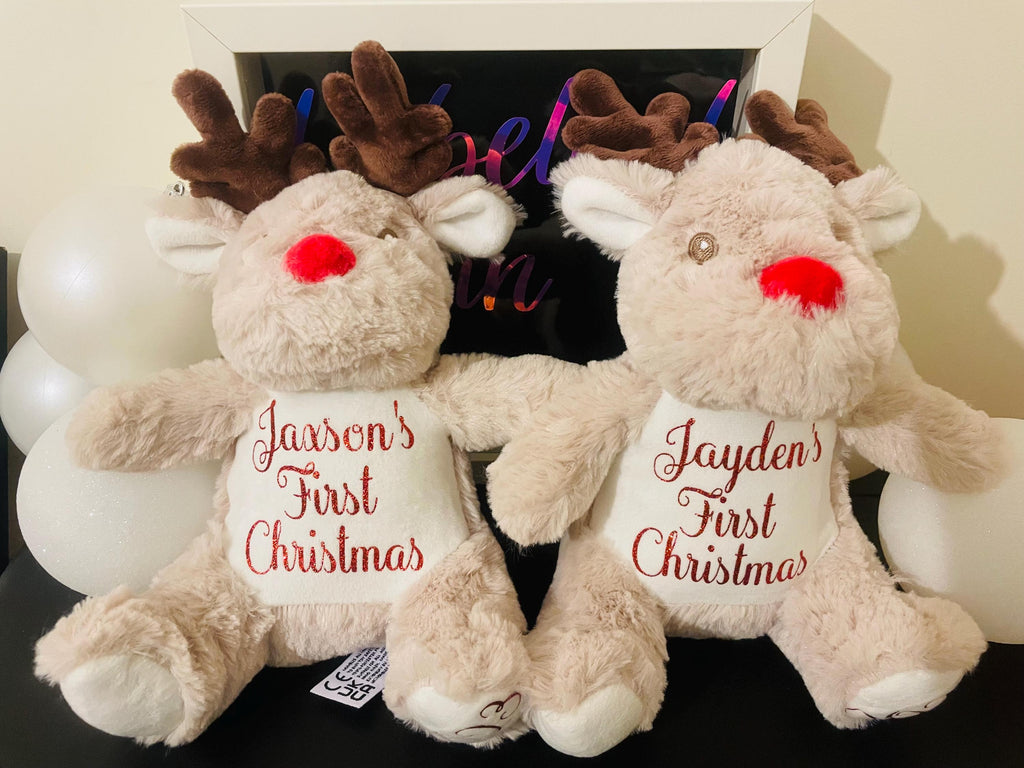 Personalised Reindeer. Personalised Penguin. Adorable Christmas Gift. Christmas gift. Baby First Christmas. Baby gift.
